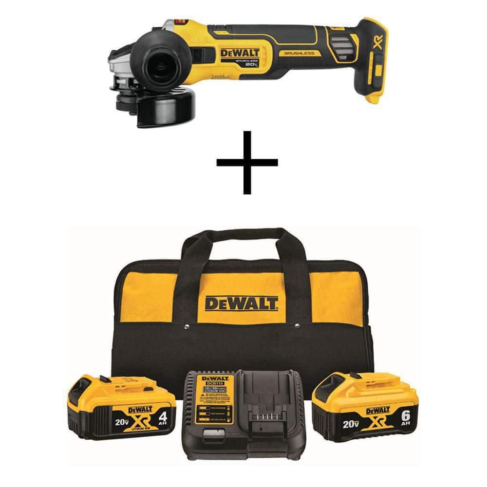 20-Volt MAX Lithium-Ion Cordless 4-1/2 in. to 5 in. Grinder w/ (2) 5Ah Batteries, Charger and Kit Bag 20-Volt MAX Lithium-Ion Cordless 4-1/2 in. to 5 in. Grinder w/ (2) 5Ah Batteries, Charger and Kit Bag