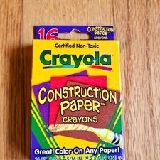 Vintage RARE Crayola Construction Paper 16 Crayons 1998 NOS Made in USA UNUSED