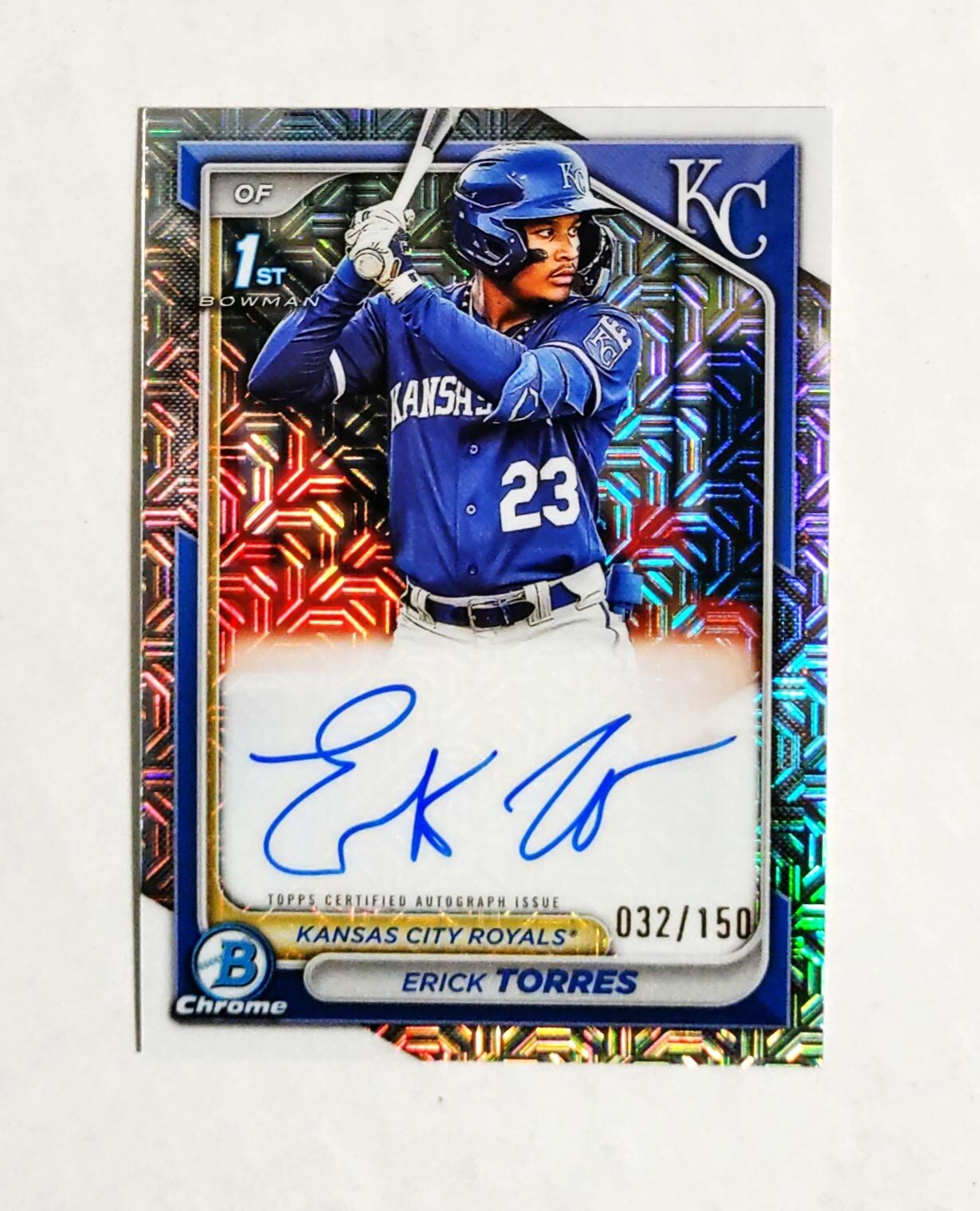 Erick Torres 2024 1st Bowman Chrome AUTO Prospect HTA Choice REFRACTOR 32/150 K5