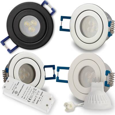 6x LED Einbau-Strahler 12V 230V MR11 Bad 3W 40mm IP44 Dusche Einbau-Spot Lampe