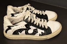 Zadig Voltaire ZV1747 Nash Leather Sneakers Black White Size 37 - US 6.5 - 7