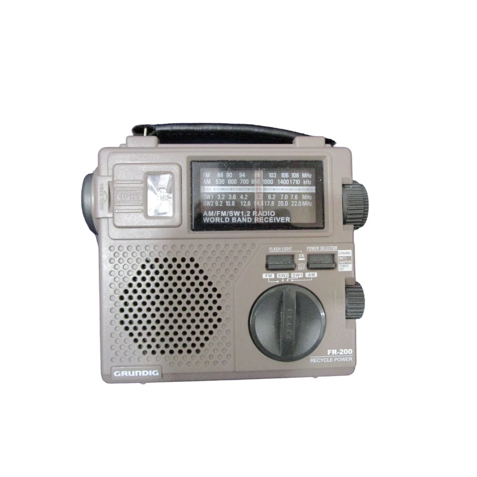 Grundig FR200 World Band Receiver AM/FM/SW1/SW2 Radio Flashlight Winds Up GUC - Image 2 of 4
