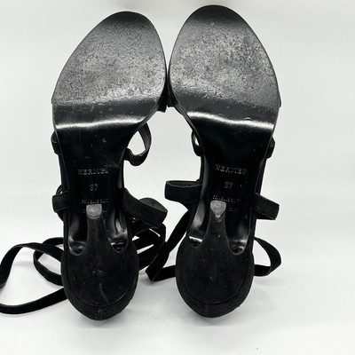 HERMES Suede Leather Sandal Semelle cuir MADE IN ITALY Black Size 