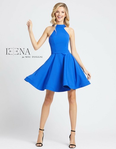 High Halter Neck Fit Flare Party Dress 