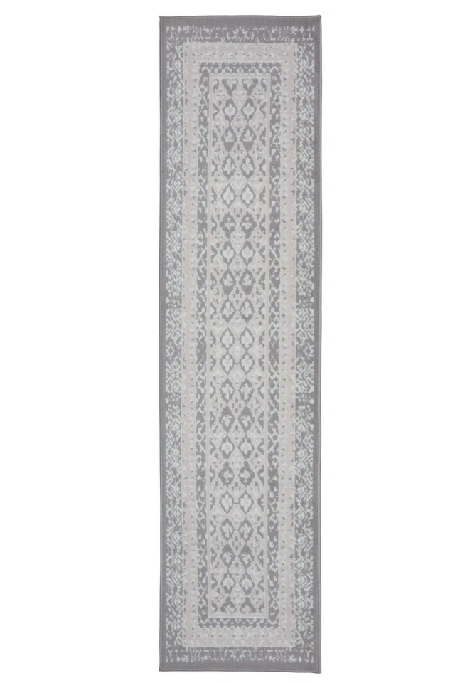 Bordered Transitional Runner - 2'x8', Geometric Pattern Area Rug -510 - Image 4 of 4