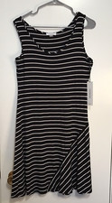 CALVIN KLEIN Size 8 Black & White Striped Sleeveless Stretch Knit Tank Dress NWT