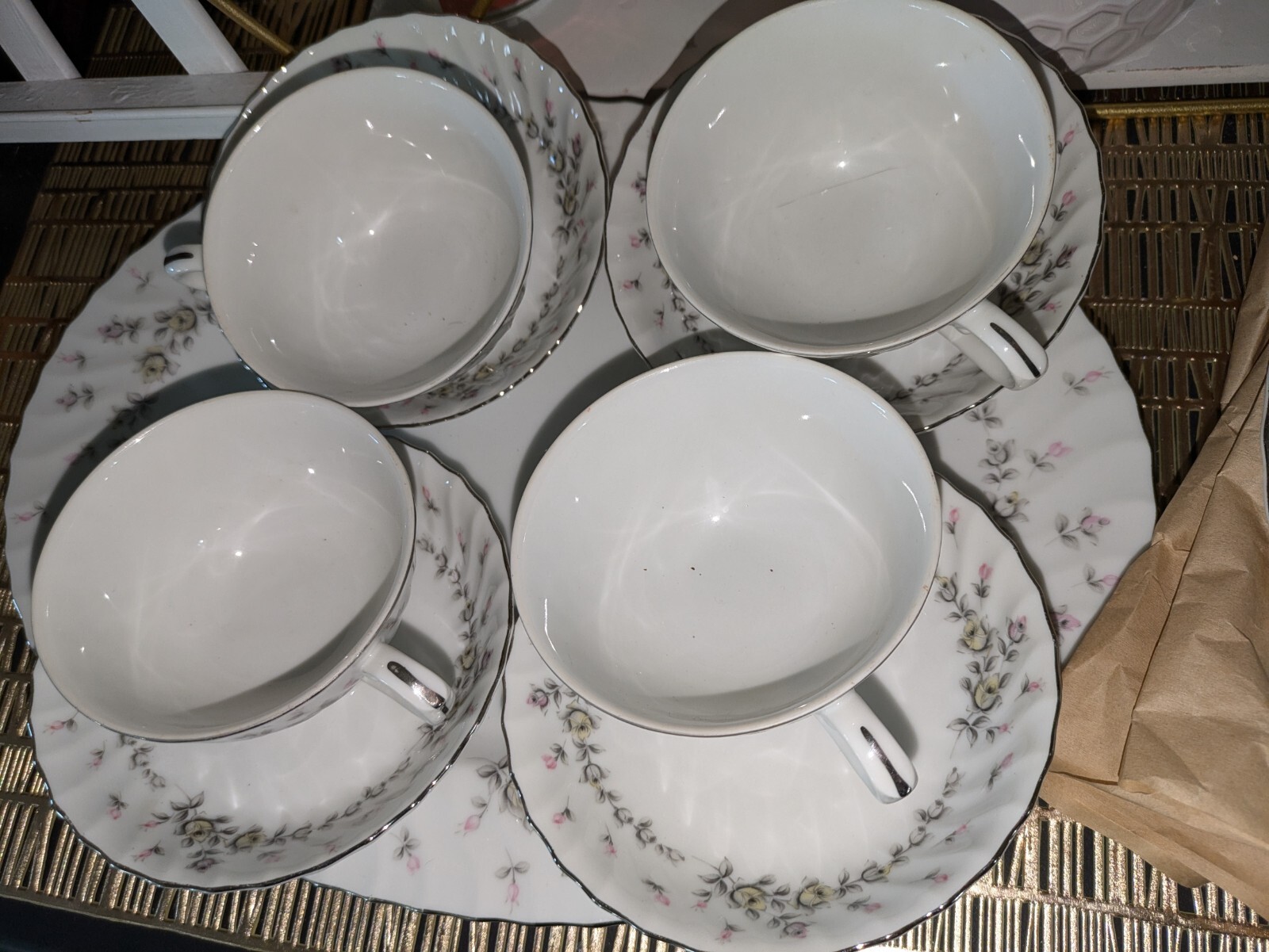 Style House Fine China Picardy (Platinum) 22pc Dinnerware * Japan * Excellent