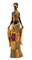 Moderne Skulptur Dekofigur Frau Afrikanerin Stehend Mit Bunten Kleidern Und Tuch