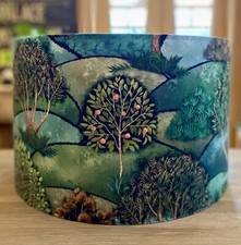 MADE TO ORDER LAMPSHADE COUNTRYSIDE WOODLAND TREES DRUM OR TAPERED GREEN