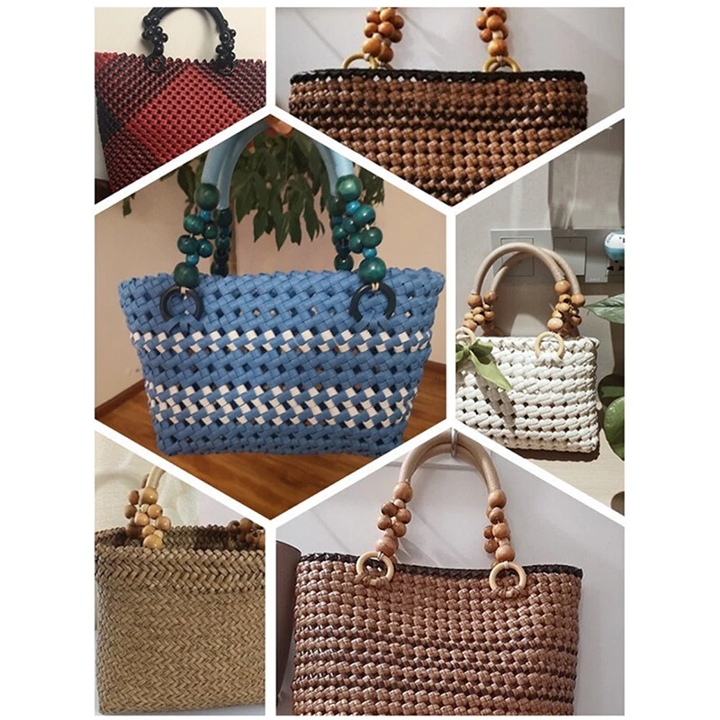 47 Cm Große Taschengriffe Mit Holzperle Handgefertigte Handtasche х - Bild 2 von 4