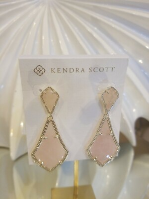Kendra Scott Alexa Statement Rose Quartz Drop French wire back Earrings
