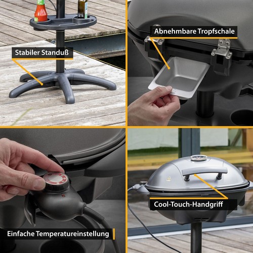 2in1 Elektrogrill Elektrischer Grill Barbeque BBQ Tischgrill Standgrill TZS - Bild 4 von 7