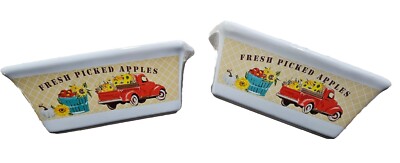 2 Mini Loaf Pans Dish Apples Stoneware Fall Season Royal Norfolk Decor Farmhouse