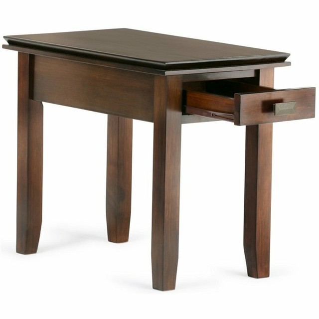 Artisan Solid Wood 14 Inch Wide Narrow End Side Table in Russet Brown