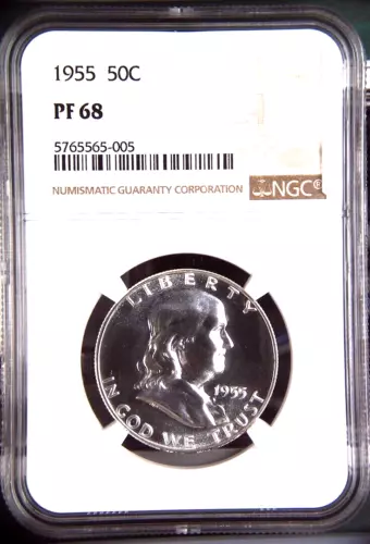 1955 Franklin Half Dollar 50c Silver Half Dollar PF68 NGC Certified 5765565-005