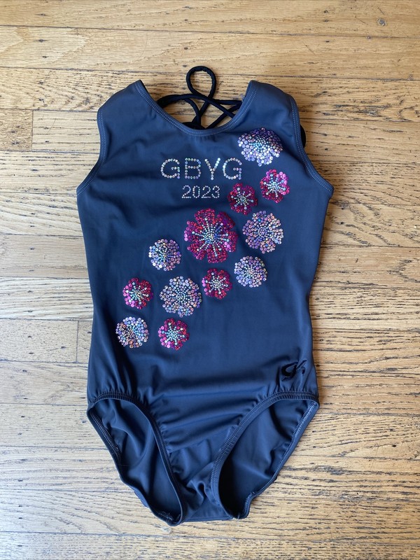 GK Elite LEOTARD Gymnastics (similar To Suni Lee JOURNEYs)  STRAPPY Flowers AS