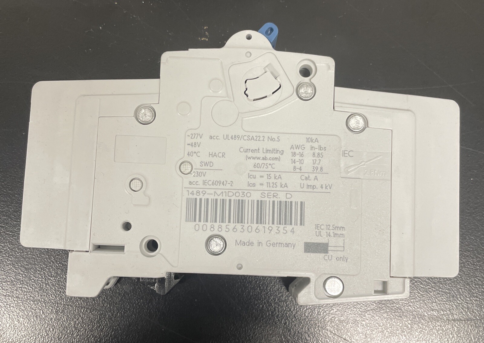 Allen Bradley 1489-M1D030 Circuit Breaker, 3A, D-Curve, 1-Pole, 277VAC ...