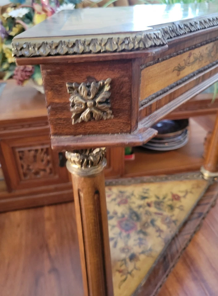 意大利黄铜底座角桌种植器支架装饰手绘画廊木材! — 第 3/4 张图片