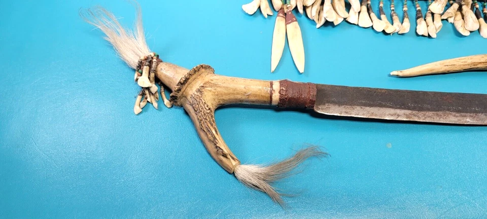 Cuchillo Espada Malasia Borneo Sarawak Dyak Mandau Estilo con Daga + Vaina Foto 4 de 4