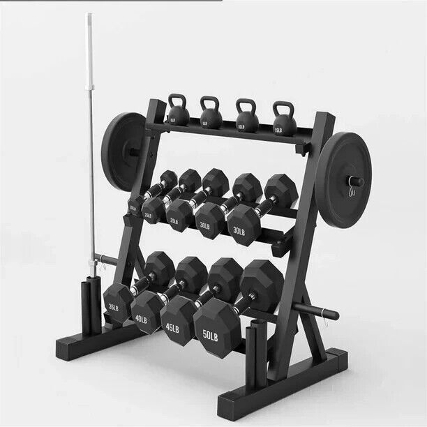 Dumbbell Rack Multifunctional Weight Stand For Home Gym Storage Of Plates Bars