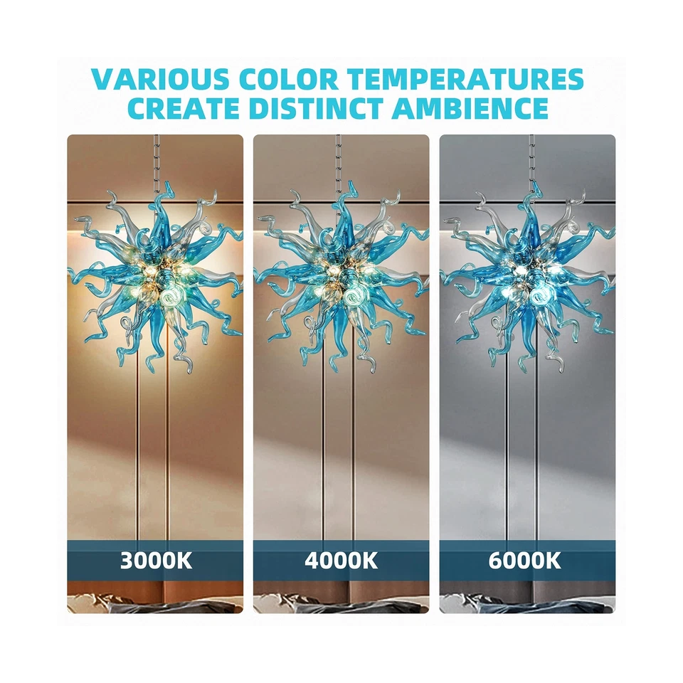 Lámparas colgantes de vidrio soplado a mano azul marino y gris luces colgantes Cei... Foto 4 de 4