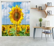 3D Beautiful Sunflower ZHUA1015 Photo Curtain Window Blockout Fabric Amy 2023
