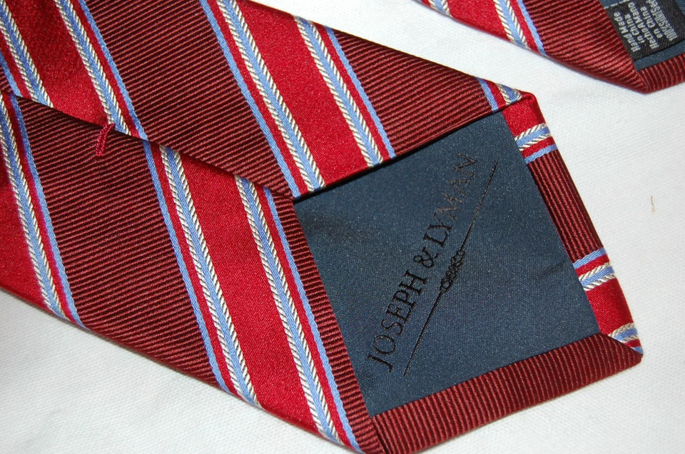 Corbata de seda a rayas rojas Joseph & Lyman Foto 4 de 4