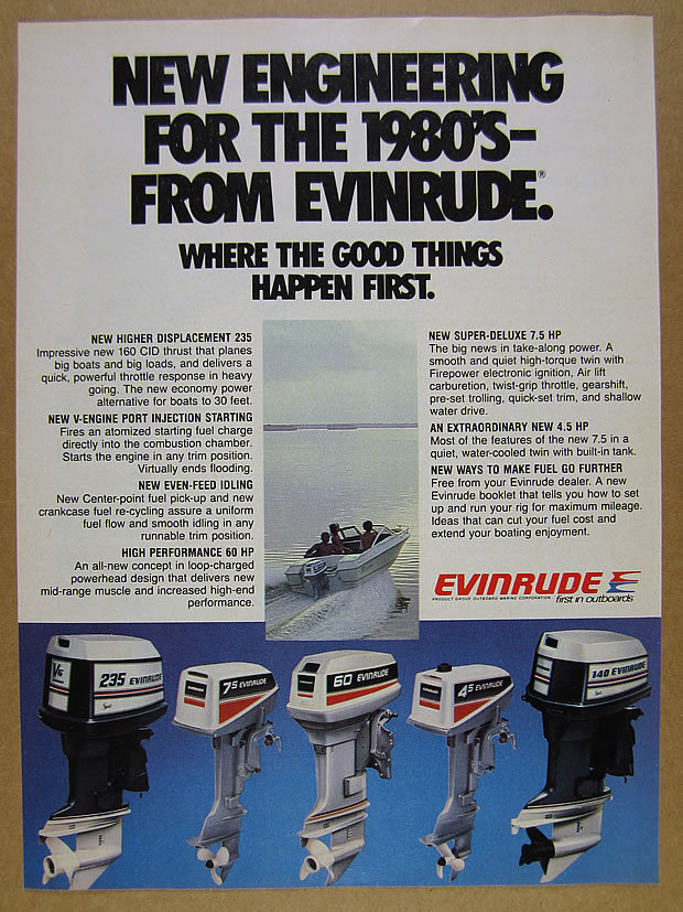 1980 Evinrude Outboard Motors 235 7.5 60 4.5 140 Models photo vintage ...