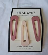 The Hair Edit Snap Hair Clip Set Blush Cream Triangles Matte Clips 3 Piece Set