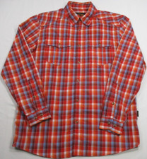 Orvis Trout Bum Long Sleeve Cotton Fishing Shirt Red Multi Plaid Men's Medium M