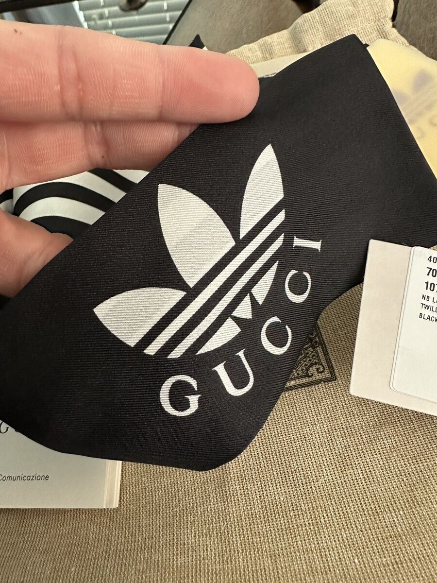 Gucci X Adidas Black & White Striped Silk Neck Bow Gucci X Adidas Black & White Striped Silk Neck Bow