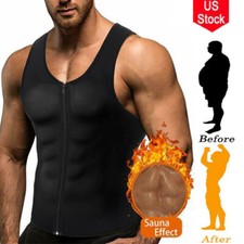 Men's Neoprene Sauna Vest Sweat Shirt Fat burning Gym Workout Top Body Shaper
