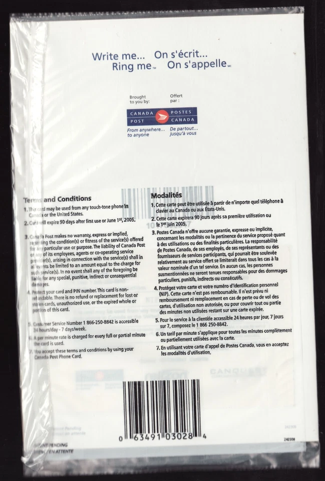 Scarce 2004 - #2047i - Canada Stamps & Phone Card / Write Me : Ring Me / cv$40 - Image 2 of 2