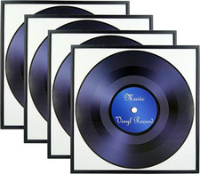 Black Aluminum Vinyl Record Frame Set of 4, 12.5 x 12.5 Inches
