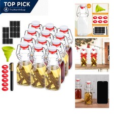 12-Pack 4oz Glass Bottles with Flip Top Swing Top Airtight Leak-Proof Caps fo...