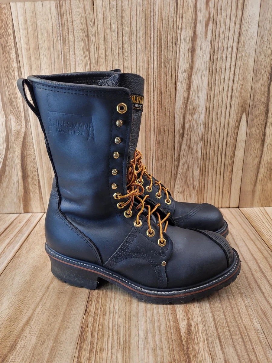Carolina 1905 Linesman Boots Mens 
10D Black Leather Vibram Sole USA Made EH Carolina 905 Linesman 10 – Pinecraft Shoe main image 2