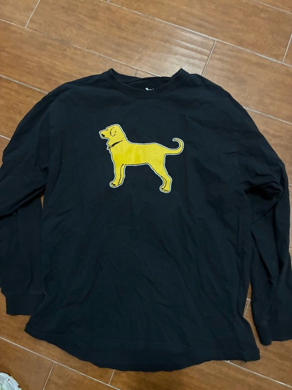 The Black Dog Shirt Mens Large Crew Neck Long Sleeve Black 100% Cotton T290