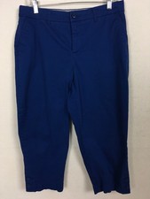 Croft n Barrow Capri Pants Women Size 10 Blue Mid Rise Front Pockets Skinny Legs
