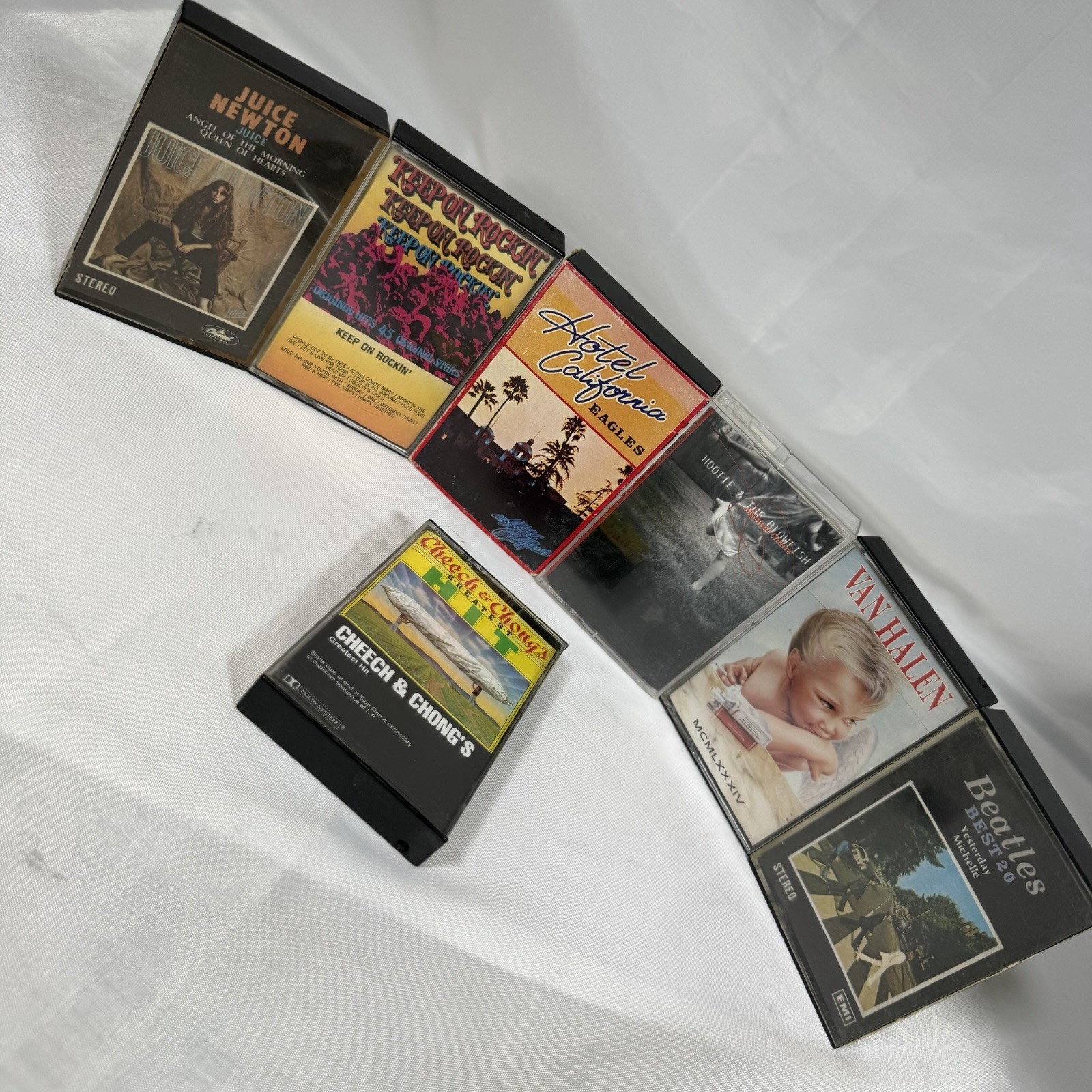 Vintage Cassette Tape Lot Beatles Zeppelin Van Halen Eagles Cheech & Chong