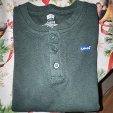 Levi's Boys Thermal Henley Long Sleeve Tee Size Small 8-10yrs Hunter Green