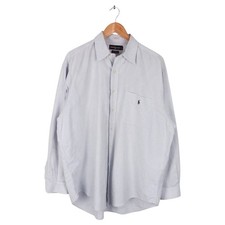 Vintage Ralph Lauren Big Shirt Blue White Striped Button Front Oxford Mens Large