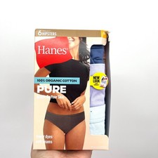 NEW Hanes 100% organic cotton pure hipsters underwear panties tagless 7 L
