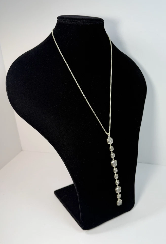 "Collar Kendra Scott Gris Drusy Cuarzo Cristal Y Deslizante Ajustable Hasta 28""" Foto 4 de 4