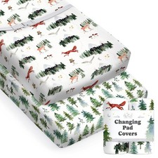 Baby Changing Pad Cover 2-Pack for Boys, Girls Woodland Forest Animals -