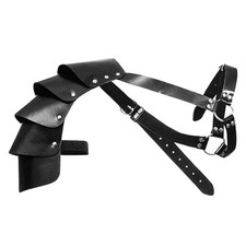 Medieval Leather Shoulder Guards Adjustable Knight Single-shoulder, Black-01
