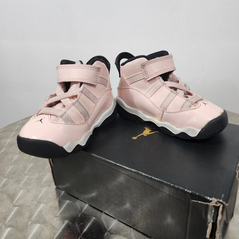 Nike Air Jordan 6 Rings 'Atmosphere' Pink Sneakers 323420-602 Toddler Size 6C - Image 2 of 4