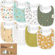 8pc Organic Baby Bibs - Soft Cotton Drooling & Teething Bibs for Baby Girl & Boy