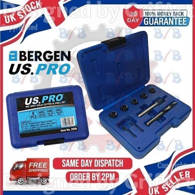 US.PRO USPRO 9PC HSS SPOT WELD CUTTER & DRILL BIT REMOVAL SET 3/8" 5/16" TOOL 8MM 9.5MM