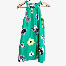 j crew Green Floral Shift Dress Sleeveless Casual Chic Summer Resort
