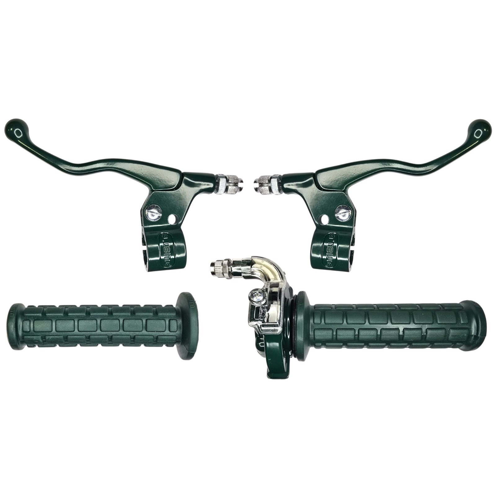 Poignée accélérateur moto 22mm verte avec grip antidérapant et levier haute précision